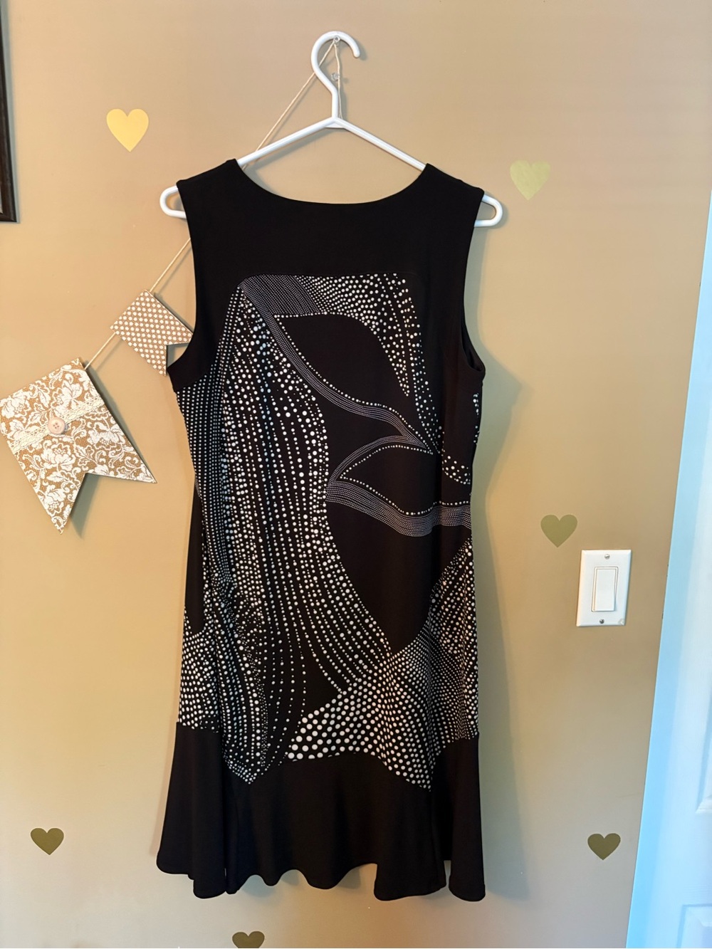 Bali Black Midi Dress with White Dot Pattern - Picture 7 of 7